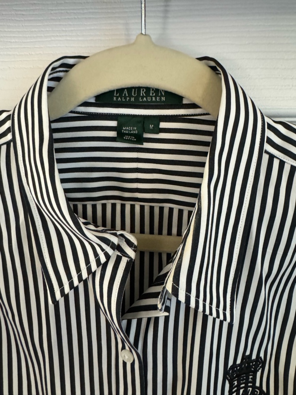Lauren Ralph Lauren Black & White Striped Button Down Shirt Size M - Picture 4 of 5